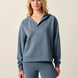 Women's V-Neck Pullover Hoodie - Slate Blue